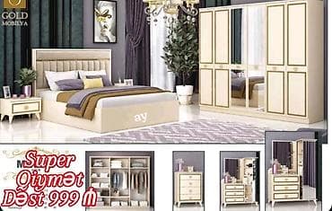 versace yataq desti: Yataq otağı mebel dəsti – klassik krem və qızılı tonlarda Dəst — 1