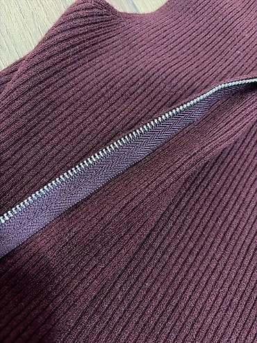 Личные вещи: Bordo rəngli trikotaj jilet - Material: qalın, elastik, ribli — 2