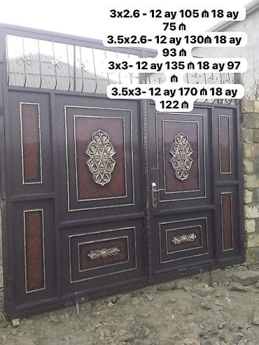 bord: Dəmir həyət qapıları – dekorativ naxışlı, üst hissəsi barmaqlıqla — 7