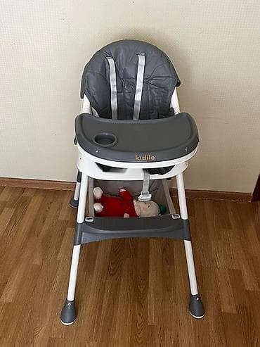 Yemək masaları, oturacaqları: Kidilo uşaq yemək stulu - Rəng: boz-ağ - Yumşaq yastıqlı oturacaq və — 2