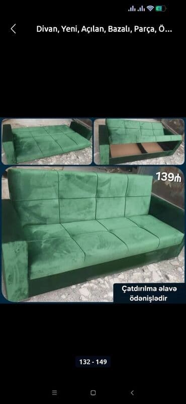 Sifarişlə ofis mebeli: Divan, Qonaq otağı üçün, Vеlur parça, Bazalı, Açılan — 9