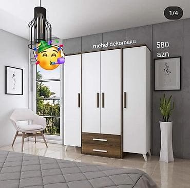 Dolab yeni qarderob paltar dolabı 4 qapılı 2 siyirməli güzgüsüdür
