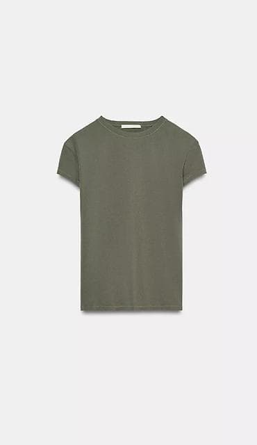 tişört: ✨ Zara-dan hər mövsümün xilaskarı: Xaki rəngli minimalist tişört! ✨ — 1
