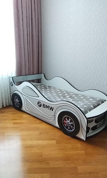 m3 gtr: Uşaq çarpayısı – “avtomobil” dizaynı (BMW üslubunda) - Rəng: ağ/boz — 1