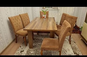 Для гостиной, Нераскладной, Прямоугольный стол, 6 стульев at lalafo.az Для гостиной, Нераскладной, Прямоугольный стол, 6 стульев