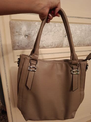 585 əyar qızıl: Bej rəngli qadın çantası - Material: xırda dənəcikli teksturaya malik — 1