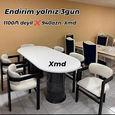 divan taxta: Modern yemək dəsti – oval masa və 6 ədəd kreslo - Masa: oval formalı — 1