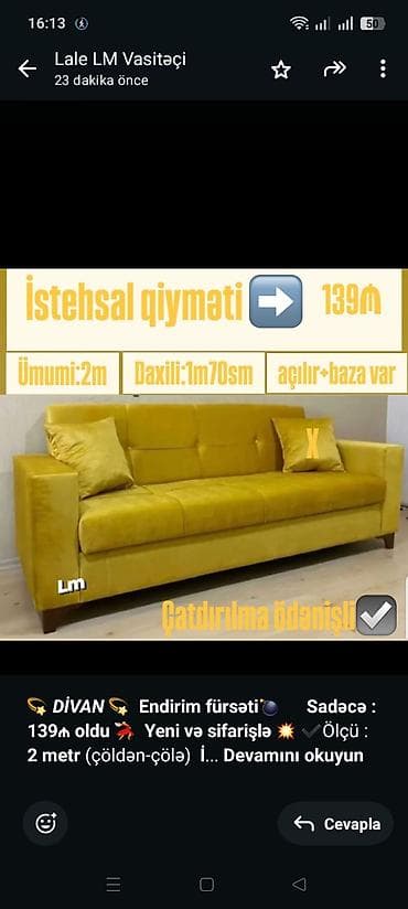 💫 _*DİVAN*_ 💫 *Endirim fürsəti💣* *Sadəcə : 139₼ oldu* 💃 *Yeni və
