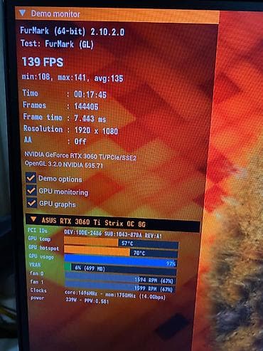 isi: Asus Rog RTX3060Tİ Çox sərin işləyir. FurMark testində 20 dəqiqə — 4