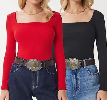 Bodi: Uzunqollu, kvadrat yaxalı ribana bodi. - Parça: elastik, bədənə oturan — 1