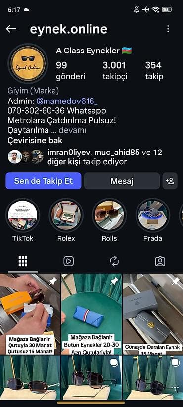 Tiktok ve Instagram Seyfesi 2sin bir yerde satilir 40 azn Esl — 2