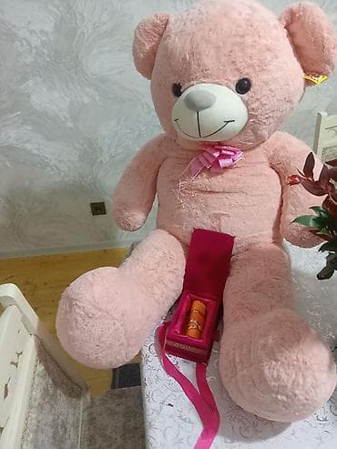 Böyük plyuş ayı və hədiyyə qutusunda ətir dəsti - Rəng: açıq çəhrayı — 4