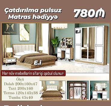 taxt tumba: Yataq otağı dəsti – 780₼ Çatdırılma pulsuz, matras hədiyyə. Dəst — 1