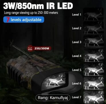 sanal gözlük: Rəqəmsal gecəgörmə binoklu – kamuflyaj dizayn Xüsusiyyətlər: - 3W / — 3