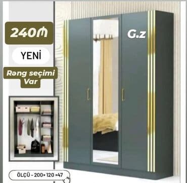 Açılan, 3 qapılı Düz dolab, Qarderob, paltar dolabı