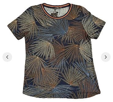 Qadın köynəyi – tropik yarpaq naxışlı - Rəng və naxış: Tünd göy fonda