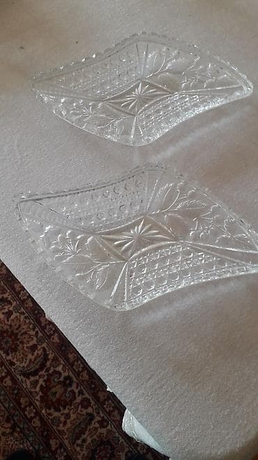 sufre: Şüşə qab dəsti – 2 ədəd - Material: qalın, şəffaf şüşə (kristal — 1