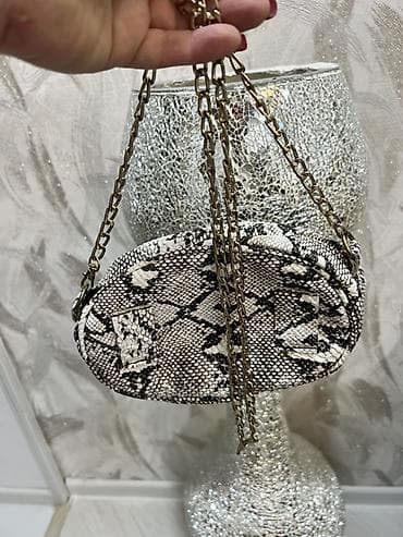 Qadın çantaları və bel çantası dəsti - Çiyin üçün ilan dərisi naxışlı