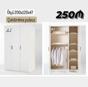 Yeni, Açılan, 3 qapılı Düz dolab, Qarderob, paltar dolabı