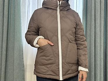 Qadınlar üçün qışlıq şişmə qısa kurtka - Rəng: tünd bej/taupe - — 2