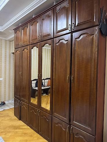 6 qapı, Güzgülü, Qəhvəyi, Taxta, Açılan, Düz dolab