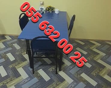 bağça üçün: Yeni, Kvadrat masa, Açılmayan, Stullar ilə, Dəri — 1