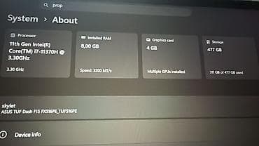 ASUS TUF Dash F15 (FX516PE, TUF516PE) oyun noutbuku - Prosessor