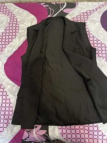 iç geyimler: Qara rəngli klassik qadın jilet/blazer jileti - Model: qolsuz — 2
