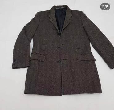 приталенные мужские костюмы: Мужское пальто, 4XL, цвет - Серый — 8