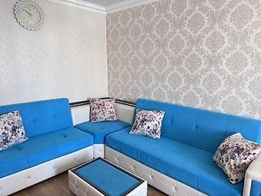 Divan və masa dəstləri: Mavi-ağ künc divan dəsti * Ölçü: 306 × 244 sm. * Komplekt: 2 hissədən — 1