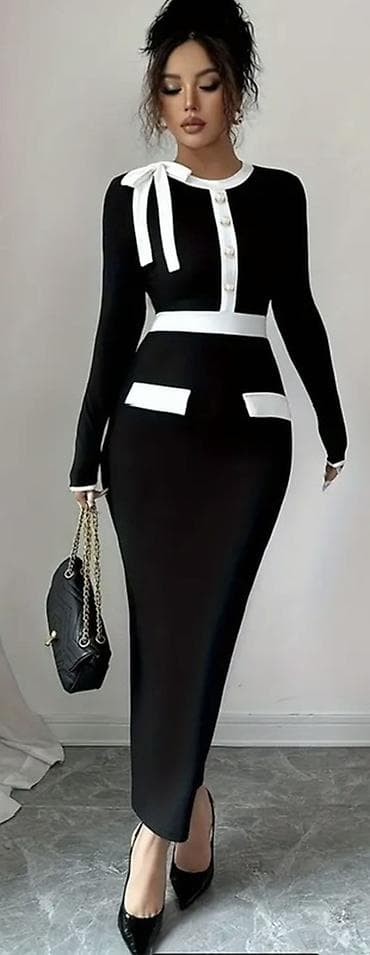 Qadın geyimləri dəsti – zərif ziyafət və gündəlik modellər 1) Qara-ağ