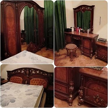 Двуспальная кровать, Трюмо, Шкаф, Тумба, Малайзия, Б/у