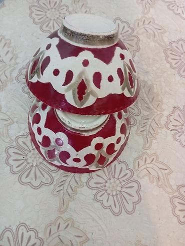 Kasalar, 2 ədədli dəst, rəng - Qırmızı, Keramika