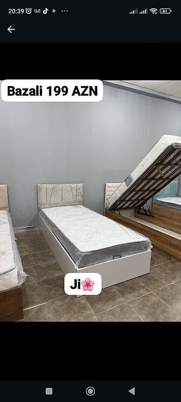 Təknəfərlik çarpayı, Bazalı, Matras ilə, Siyirməsiz