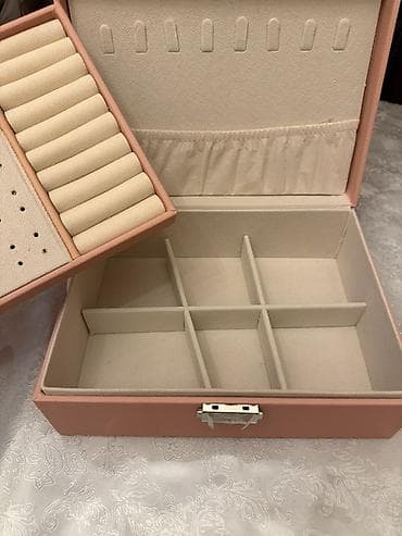 aqilli saat: Zərgərlik Qutusu – çox bölməli, zərif dizayn - Rəng: pudra/çəhrayı - — 3