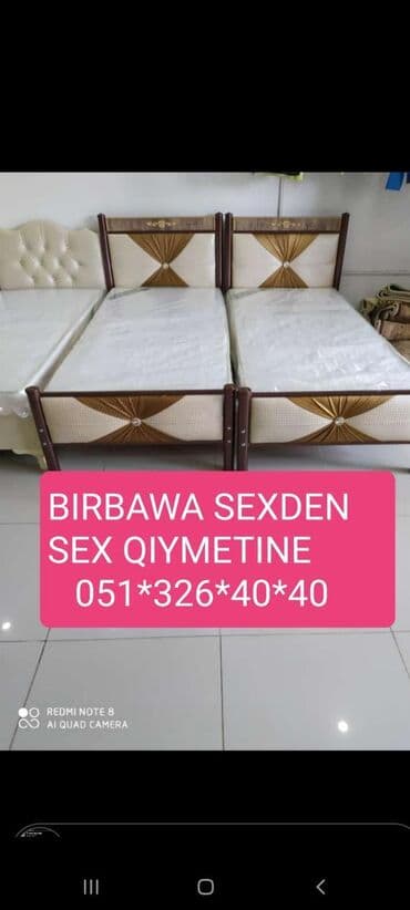темир краватлар: Новый, Односпальная кровать, Без подьемного механизма, Без матраса, Без выдвижных ящиков, Азербайджан — 10