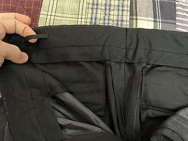 kişi eynəyi: Kişi klassik şalvarı – tünd göy rəngdə, incə şaquli zolaqlı — 6