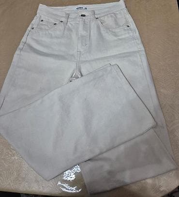 bagi şalvar: PULL&BEAR ağ (ekru) rəngli cins şalvar - Brend: PULL&BEAR - — 2