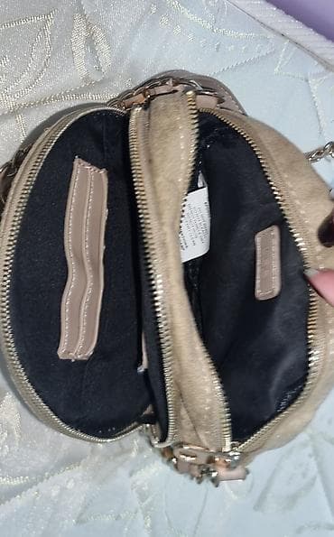 pres aparati satilir: FRANSANIN ORİGİNAL Woman dairəvi çiyin çantası - Rəng: bej/qum — 5