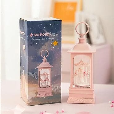 masaustu saatlar: Karusel temalı dekorativ led fənər - Rəng: pastel çəhrayı - Dizayn — 1