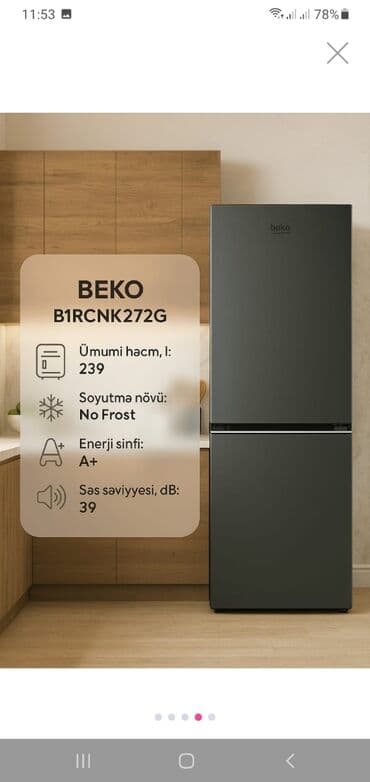 beko kondisioner pult: Yeni 2 qapılı Beko Soyuducu Satılır, rəng - Boz — 2