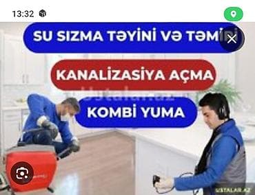 Услуги по строительству и ремонту: Xidmət: Su sızmasının tapılması və təmiri, kanalizasiya açma, kombi — 1
