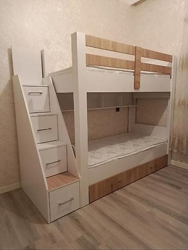 2х yarus carpayı: Oğlan və qız üçün, Yeni, Çarpayı, Matras ilə, Siyirməli, MDF — 2