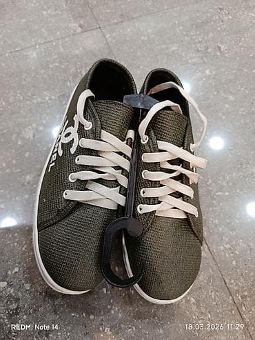 krosofka: Yaşıl rəngli, bağcıqlı gündəlik krossovkalar - Üst hissə: toxuma — 2