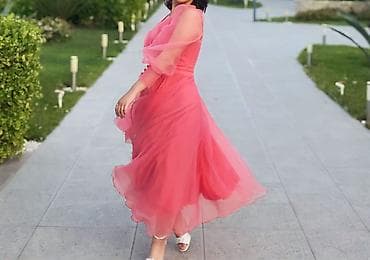 Çəhrayı şifon midi don-yalniz 1 defe Son Zenge geyilib, ideal — 2