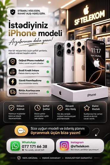 iphone 7 irsad electronics: IPhone 17 Pro, 256 GB, Matte Silver, Hissə-hissə ödəniş — 2