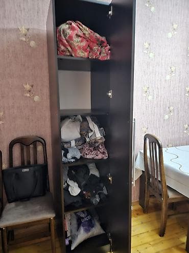 Yüksək və dar formatda çoxfunksiyalı dolab - Rəng və material: tünd