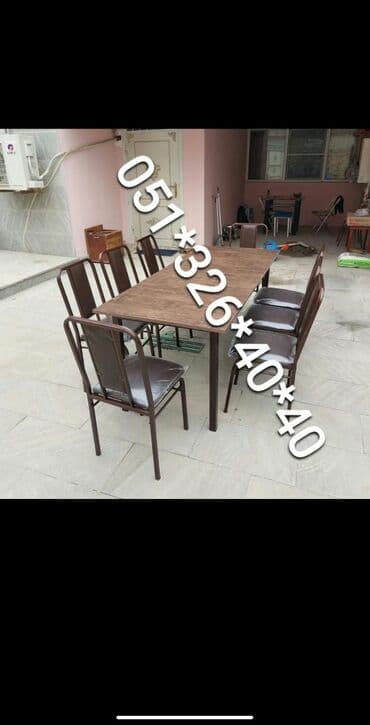 Masa və oturacaq dəstləri: Qonaq otağı üçün, Yeni, Açılan, Dördbucaq masa, 6 stul — 11