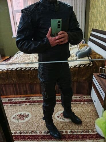 traktor altlıqlı qış çəkmələri: Motosiklet üçün dəri geyim dəsti - Tərkib: dəri gödəkçə, dəri şalvar — 4