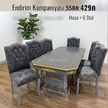 sdullar: Masa + 6 Stul desti Endirimde 550 azn yox cəmi 429azn Masa ölçü 93×2 — 4